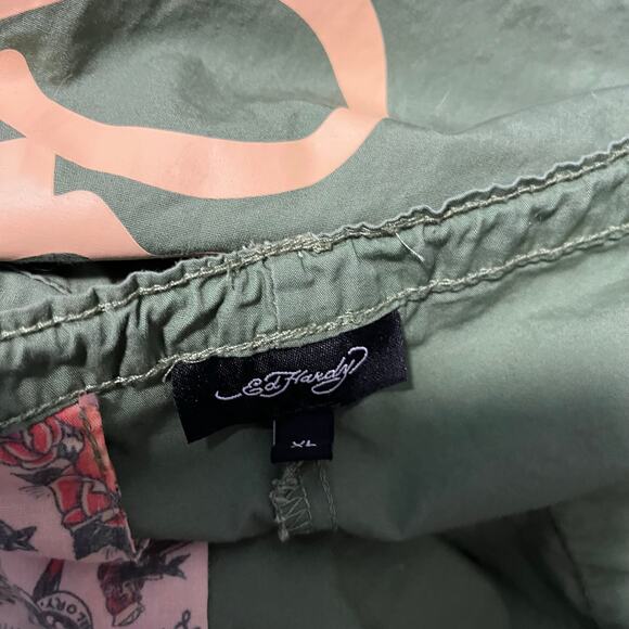 Ed Hardy Women's Cotton Peacock Poplin Wide Lego Khaki Cargo Pant Women’s XL - Picture 6 of 11